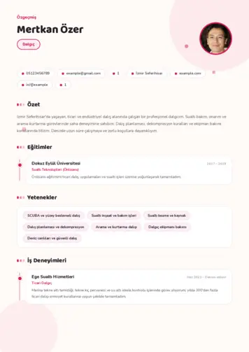 Dalgıç CV Örnekleri cv indir